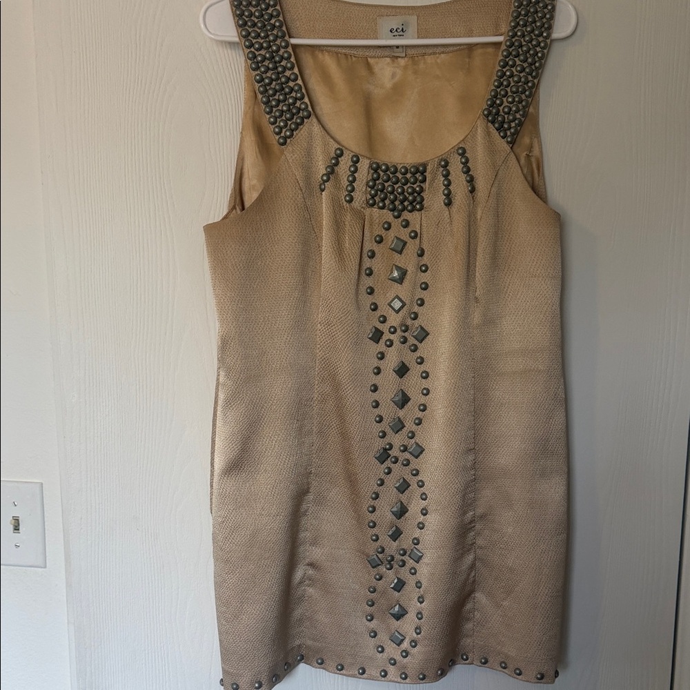 ECI Tan Studded Mini Dress